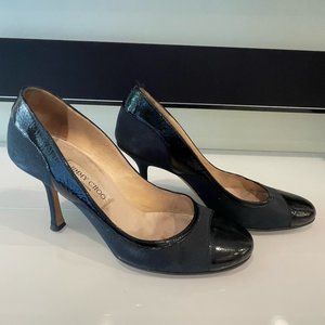 Jimmy Choo Black Suede / Patent Pumps